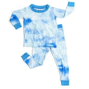 LITTLE SLEEPIES VGUC Bamboo Blue Watercolor Rainbow Collection Pajama Set